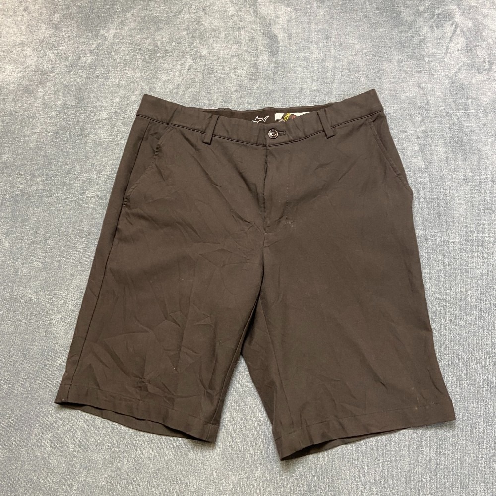 Greg Norman Golf Shorts Mens 32 Black Stretch Flat Front Zip Fly Slash Pockets